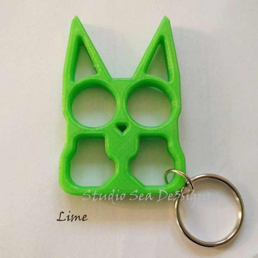 Defense Kitty Key Chain Key Ring-Lime Green